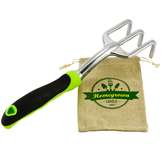 Cultivator Hand Rake With Ergonomic Handle Аrom Homegrown Garden Tools Includes Burlap Tote Sack